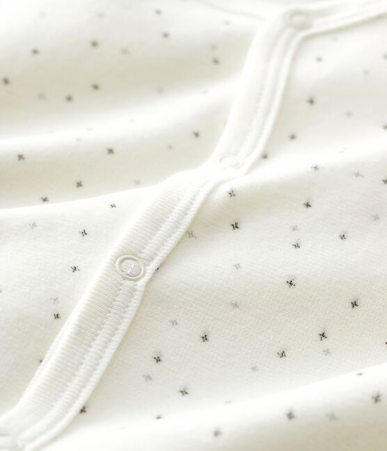 Pelele de estrellas blanco de bebé de terciopelo de algodón orgánico blanco MARSHMALLOW/blanco MULTICO