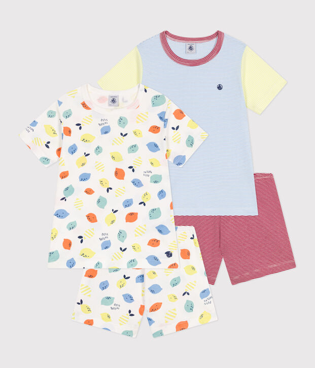 Juego de 2 pijamas infantiles cortos de algod&oacute;n multicolor