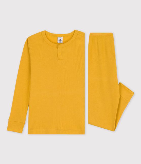 Pijama liso de algodón y lyocell infantil unisex amarillo OCRE
