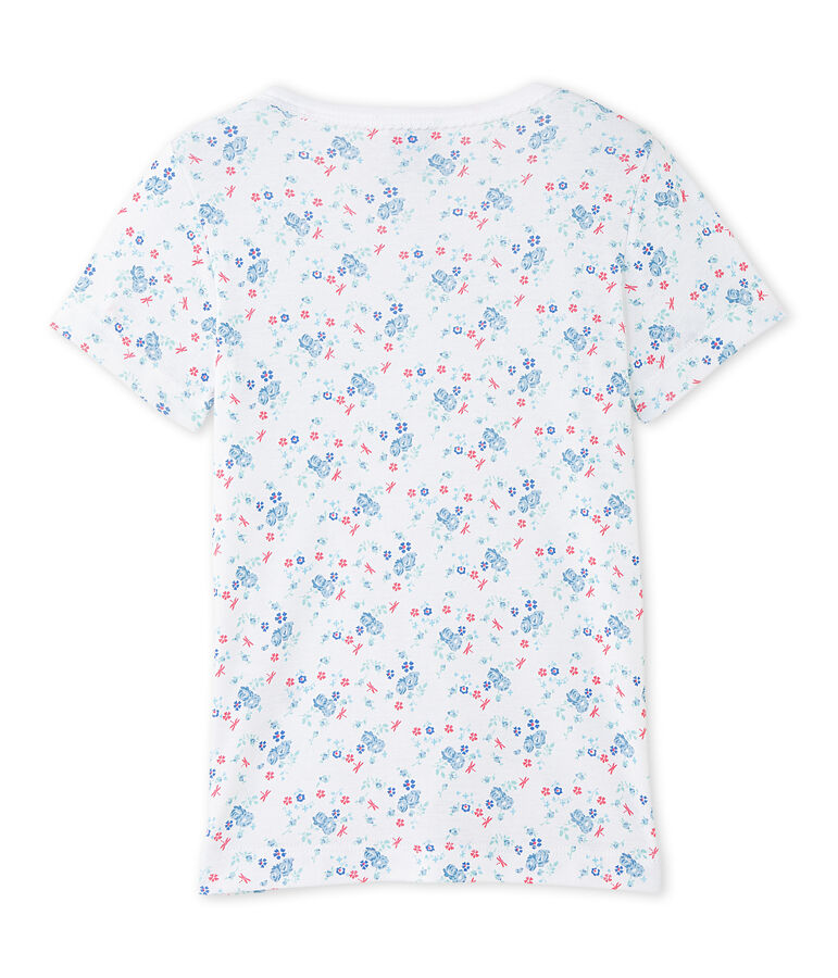 Camiseta estampada para ni&ntilde;a blanco ECUME/azul BLEU/ MULTICO
