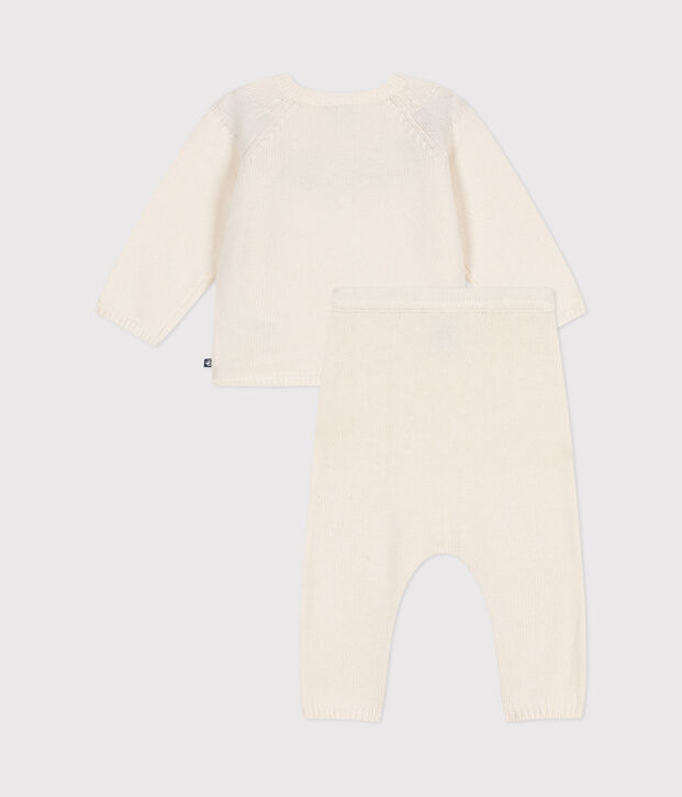 Conjunto de 2 piezas de punto tricotado para beb&eacute; blanco/rojo
