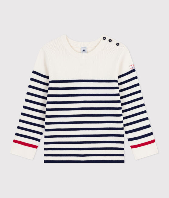 Jersey infantil de lana y algodón a rayas azul MARSHMALLOW/ SOIR