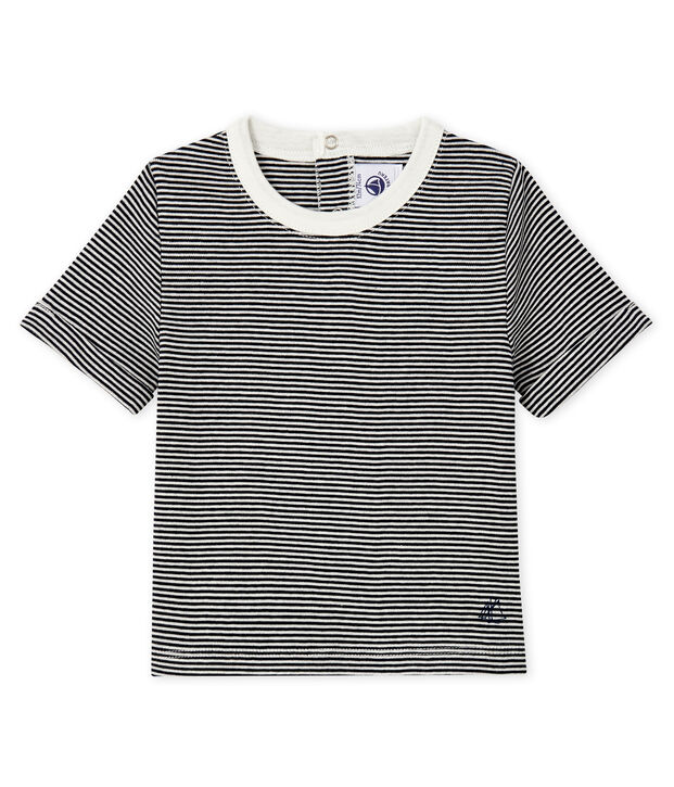 Camiseta para beb&eacute; ni&ntilde;o mil rayas azul/blanco