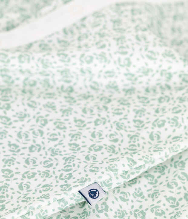 Mono saco de algod&oacute;n con cuello con flores para beb&eacute; blanco/multicolor