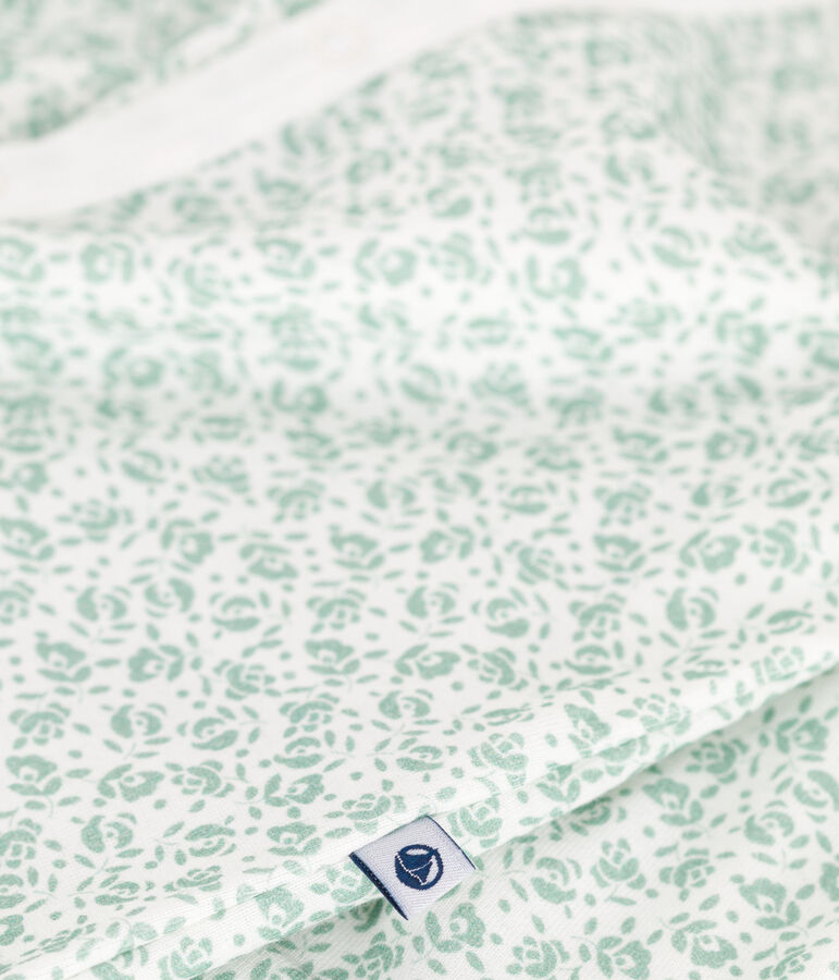 Mono saco de algod&oacute;n con cuello con flores para beb&eacute; blanco/multicolor