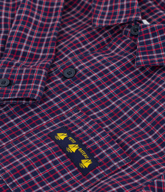 Camisa infantil de franela a cuadros azul SMOKING/blanco MULTICO