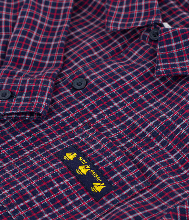 Camisa infantil de franela a cuadros azul/multicolor