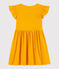 Vestido de manga corta de algodón y lino de niña amarillo TEHONI