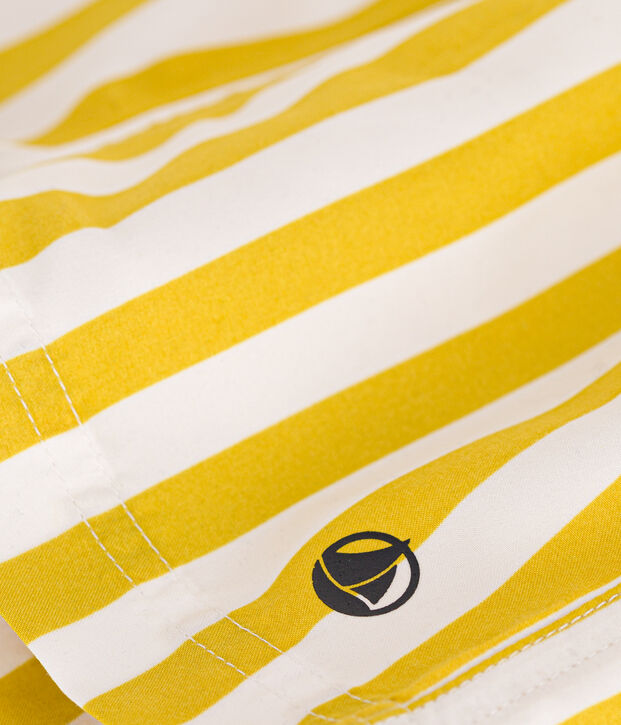 Pantal&oacute;n corto de ba&ntilde;o para beb&eacute; blanco/amarillo