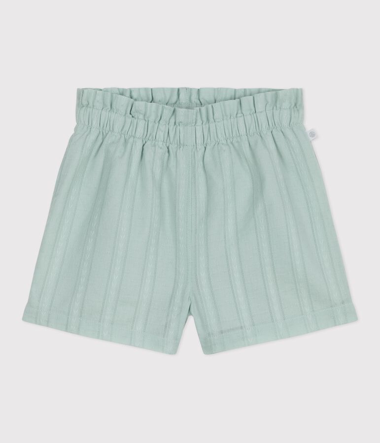 Shorts lisos de algod&oacute;n para beb&eacute; azul