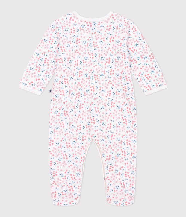 Pijama de terciopelo con estampado de flores para beb&eacute; blanco/multicolor