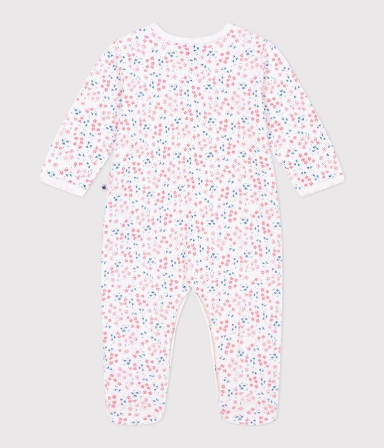 Pijama de terciopelo con estampado de flores para beb&eacute; blanco/multicolor