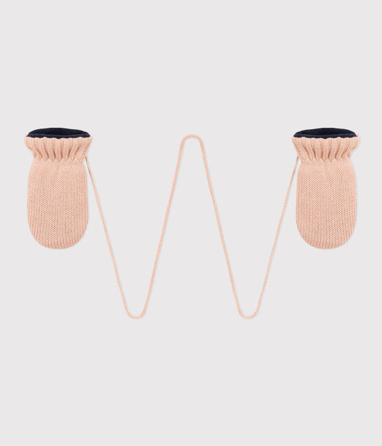 Manoplas de punto tricotado con forro polar reciclado para bebé rosa SALINE