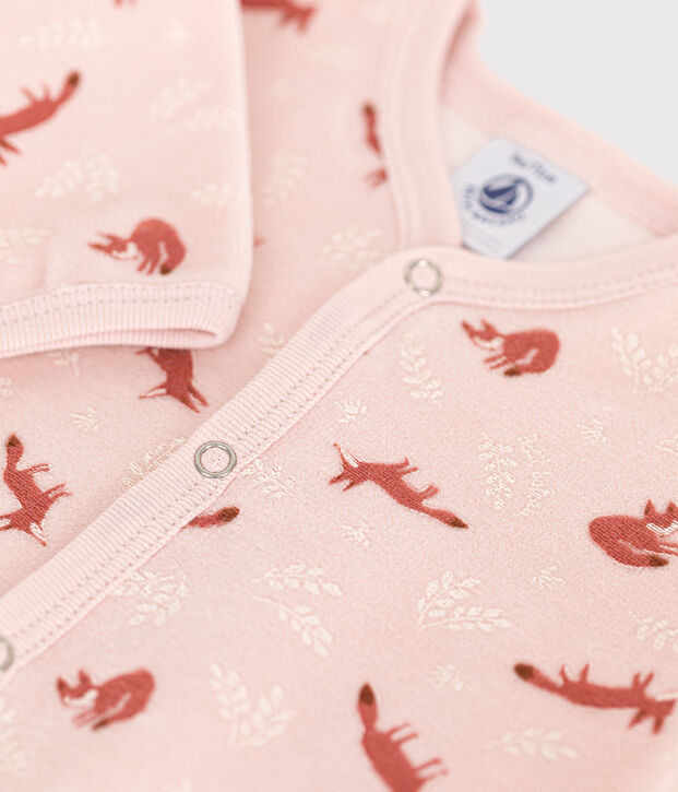 Pelele de terciopelo para beb&eacute; rosa/crudo/multicolor