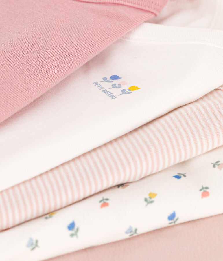 Juego de 5 bodis cruzados y estampados de manga larga de algod&oacute;n multicolor