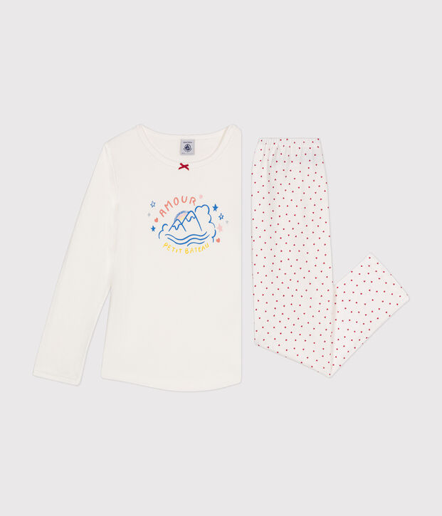 Pijama infantil de algod&oacute;n blanco/multicolor