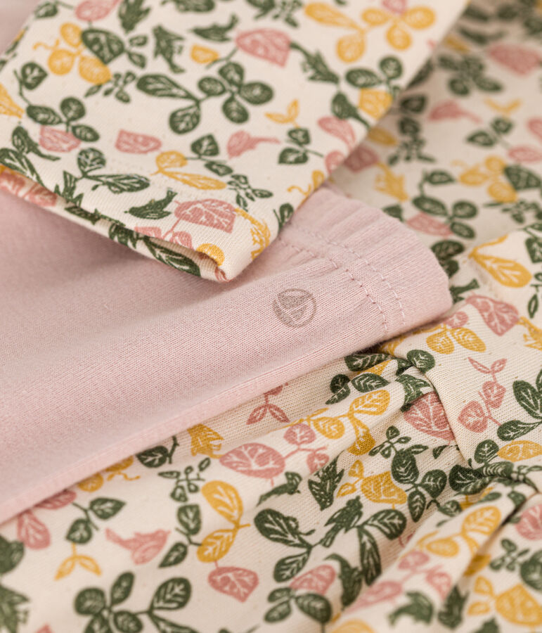 Vestido de manga larga de t&uacute;bico y leggings de algod&oacute;n para beb&eacute; blanco AVALANCHE/ MULTICO