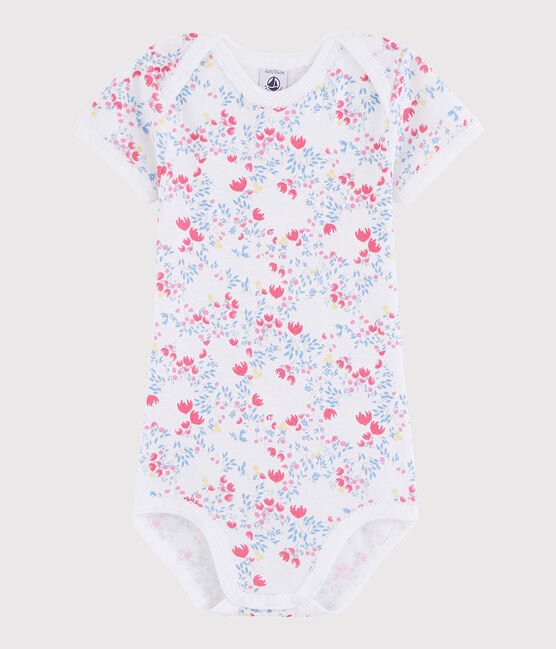 Bodi de manga corta de bebé niña blanco ECUME/rosa ROSE/ MULTICO