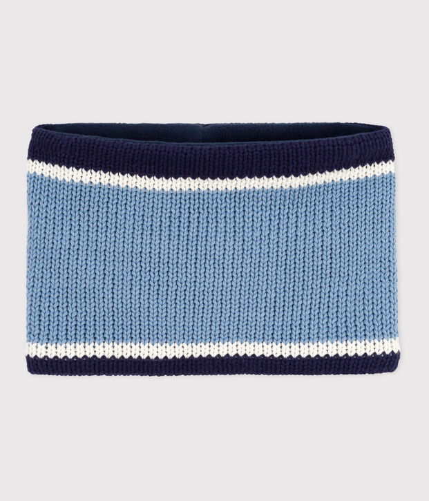 Braga de cuello infantil de punto tricotado con forro polar azul