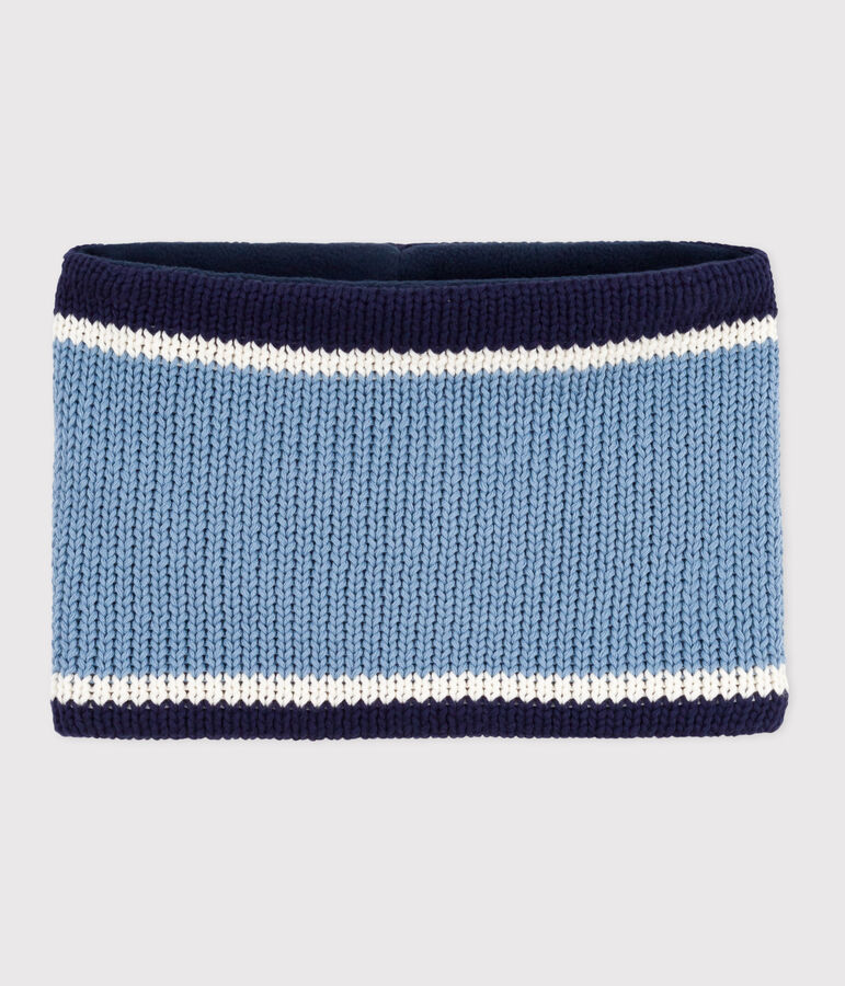 Braga de cuello infantil de punto tricotado con forro polar azul