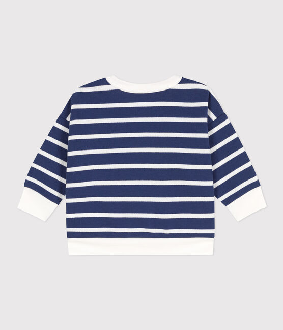 Sudadera de muletón a rayas para bebé CHALOUPE/ MARSHMALLOW