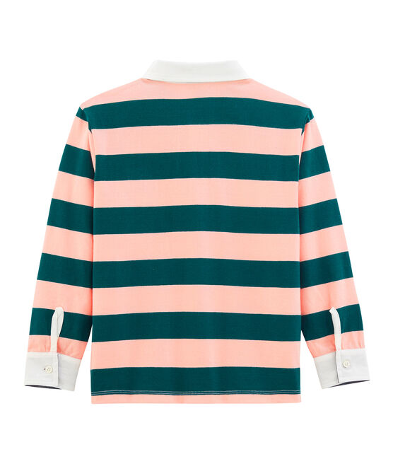 Polo rugby infantil para niño verde PINEDE/rosa ROSAKO