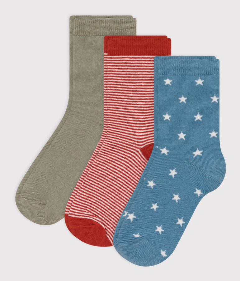 Juego de 3 pares de calcetines de punto de algod&oacute;n con estrellas para ni&ntilde;os multicolor