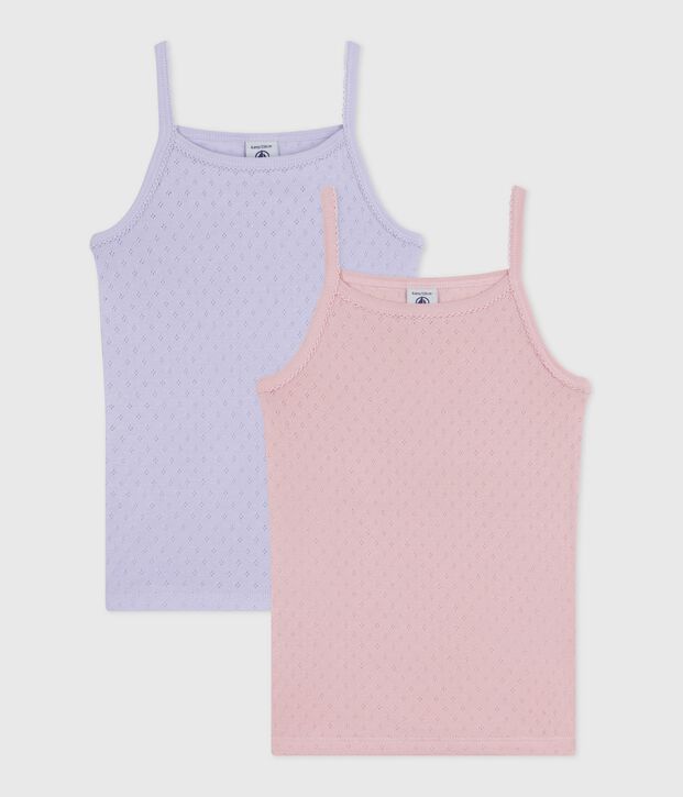 Juego de camisetas de tirantes infantiles de algod&oacute;n calado multicolor