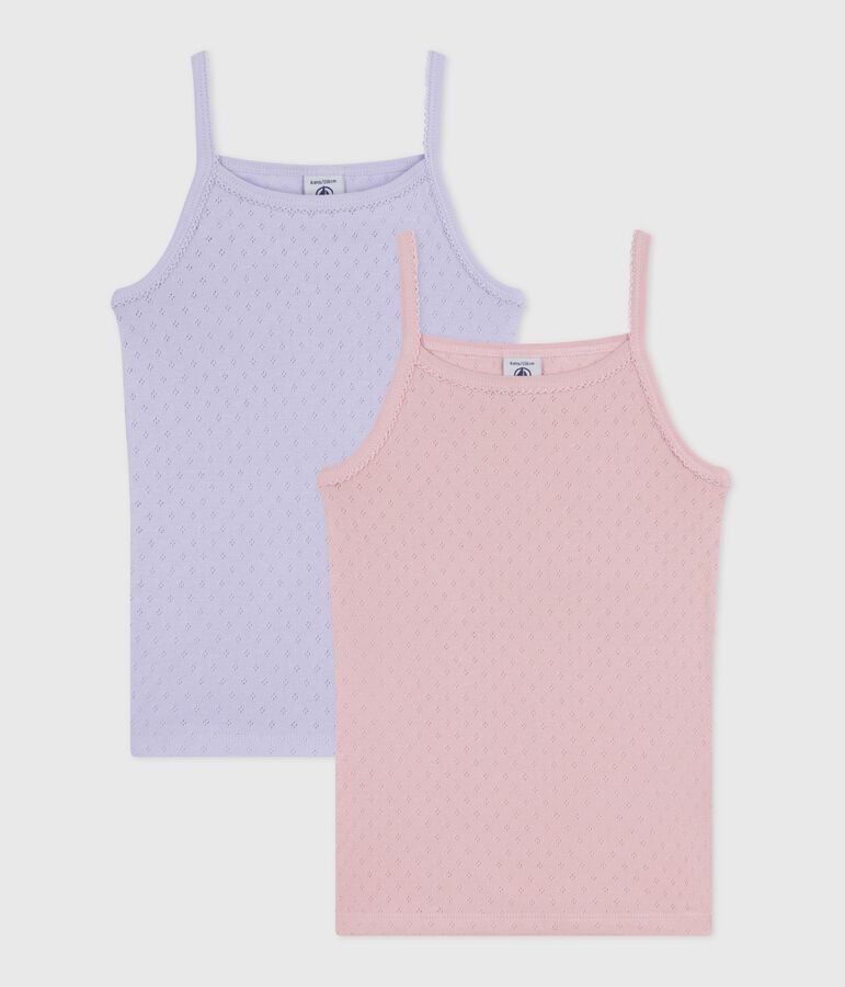 Juego de camisetas de tirantes infantiles de algod&oacute;n calado multicolor