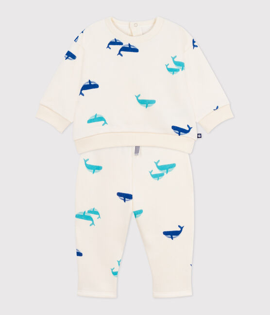Conjunto de sudadera y pantalón para bebé de algodón con estampado de ballena MILK/ MULTICO
