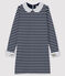Vestido de mujer Petit Bateau x Deyrolle azul SMOKING/blanco MARSHMALLOW
