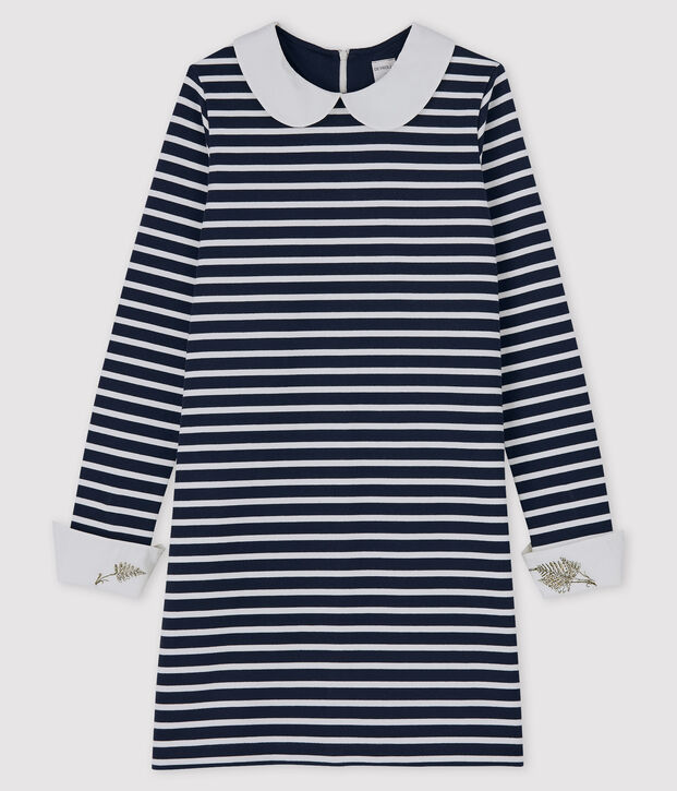 Vestido de mujer Petit Bateau x Deyrolle azul/blanco