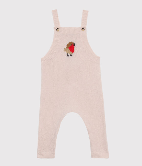 Peto largo para bebé niño de punto de lana, nylon y alpaca. rosa FLEUR