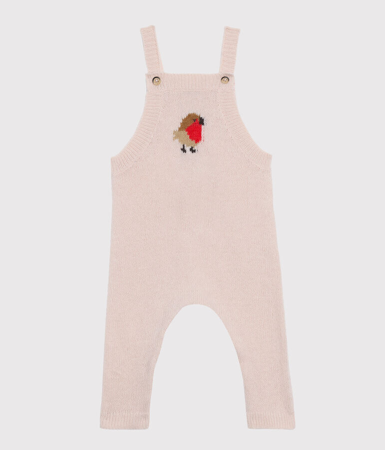 Peto largo para beb&eacute; ni&ntilde;o de punto de lana, nylon y alpaca. rosa