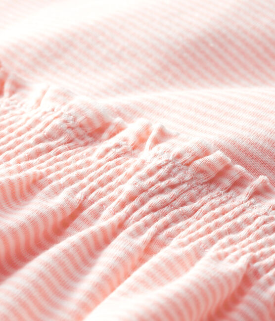 Vestido mil rayas para bebé niña rosa PATIENCE/blanco MARSHMALLOW