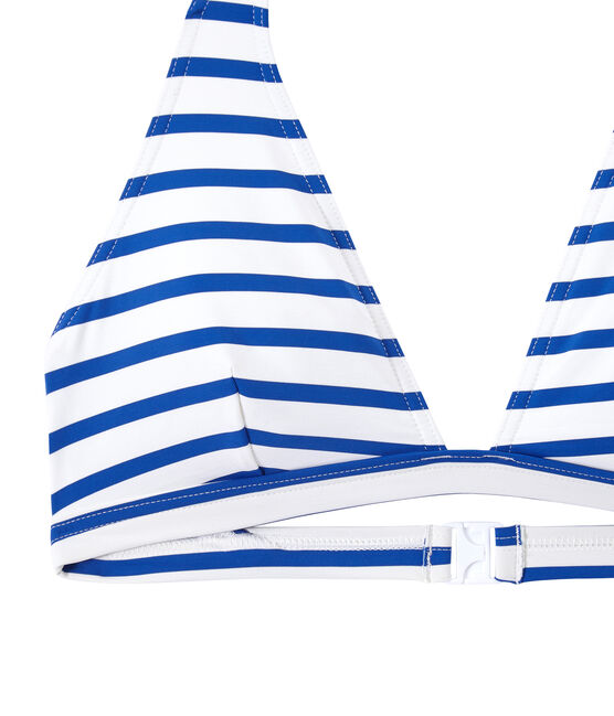 Bañador rayado de 2 piezas para mujer blanco MARSHMALLOW/azul PERSE