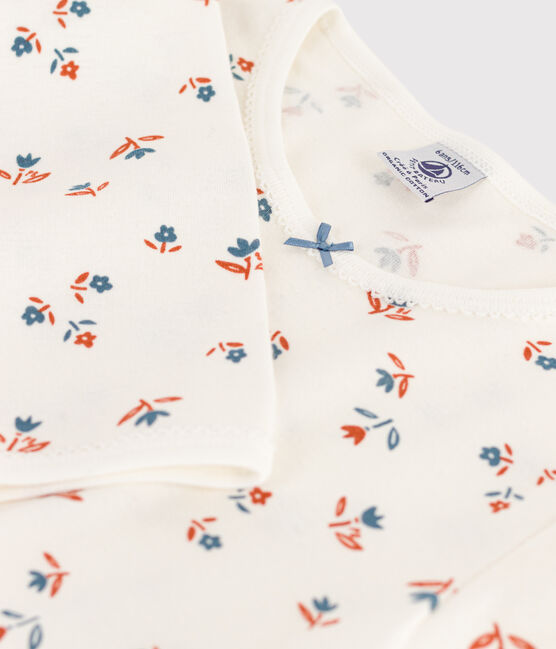 Camisón de algodón con flor para niña blanco MARSHMALLOW/blanco MULTICO