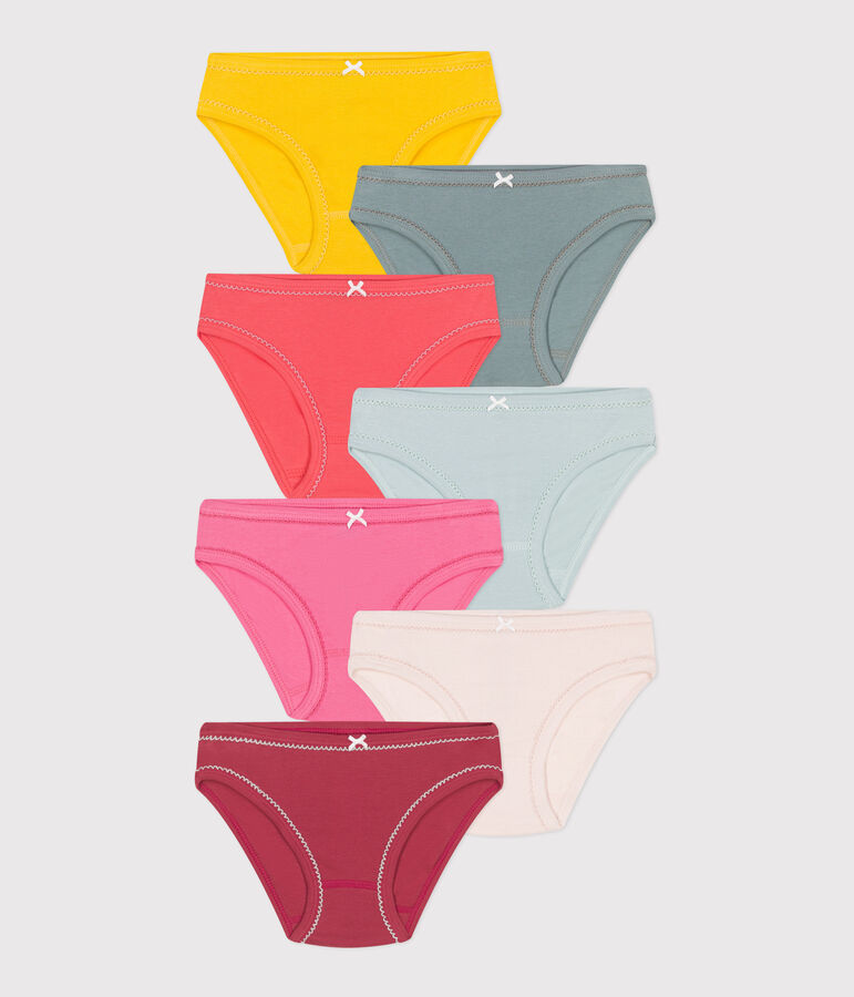 Juego de 7 braguitas infantiles de algod&oacute;n lisas multicolor