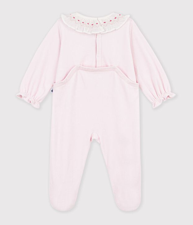 Pijama liso de terciopelo con collar&iacute;n y abertura trasera para beb&eacute; BARELY