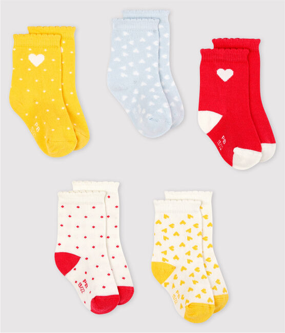 Lote de 5 pares de calcetines con dibujo de bebé niña variante 1