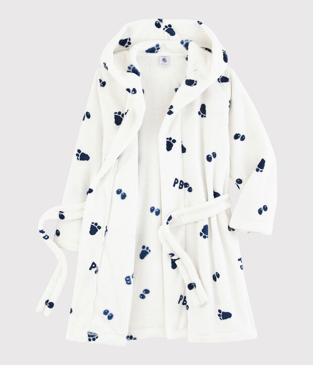 Bata de casa de polar para ni&ntilde;o blanco/azul
