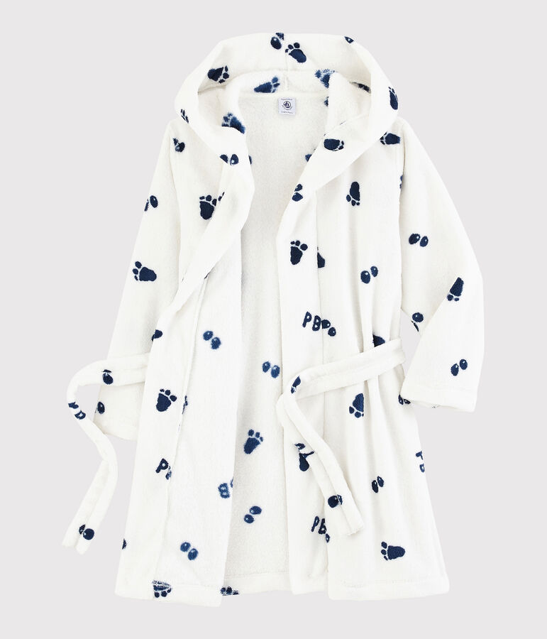 Bata de casa de polar para ni&ntilde;o blanco/azul