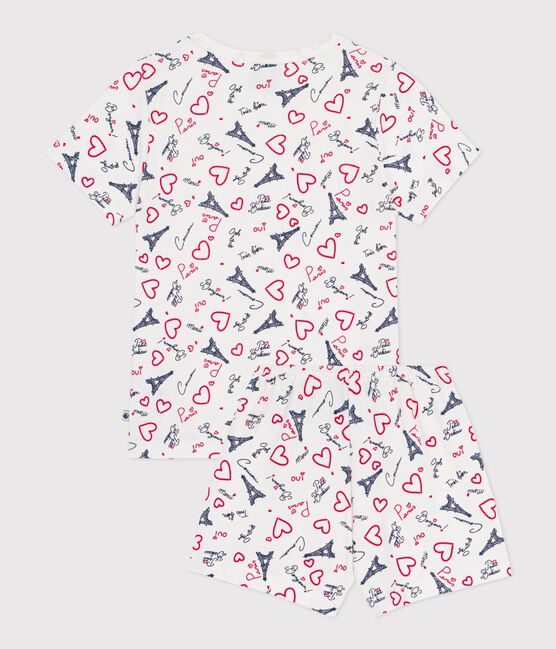 Pijama infantil corto de algodón con estampado de París blanco MARSHMALLOW/blanco MULTICO