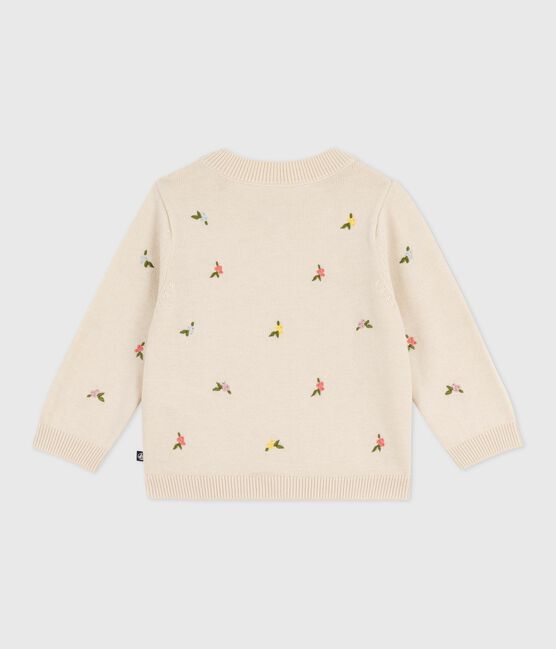 Jersey de lana y algodón con flores bordadas para bebé blanco AVALANCHE/ MULTICO