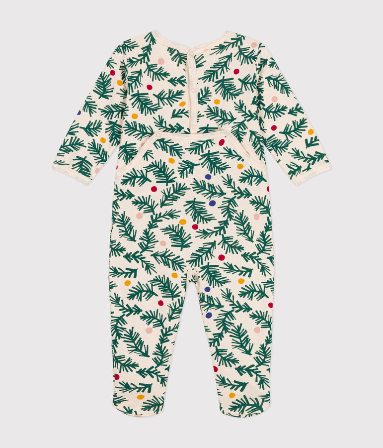 Pijama de felpa perchada con estampado de &aacute;rbol de Navidad para beb&eacute; crudo/multicolor