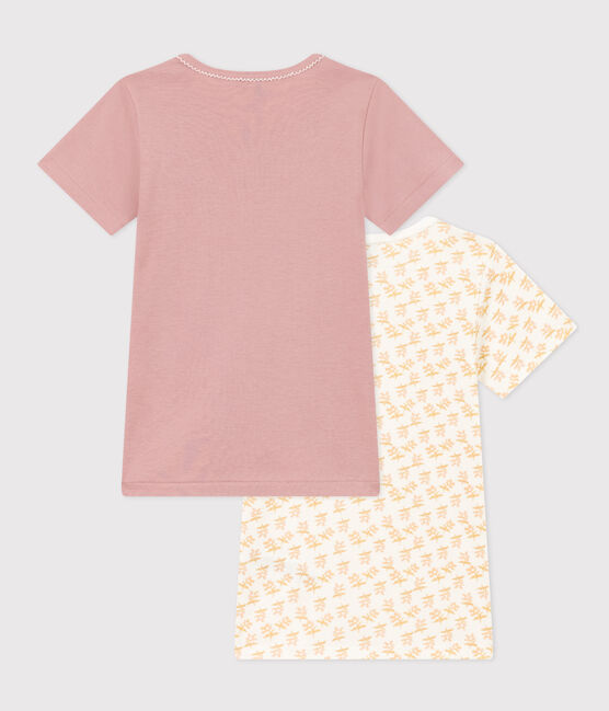 Juego de 2 camisetas de algodón de manga corta con flor para niña variante 1