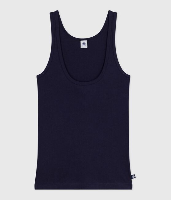 Camiseta ligera de tirantes de lana y algodón para mujer azul SMOKING