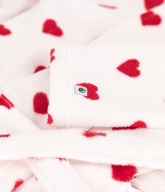 Albornoz de rizo con corazones para niño/niña blanco MARSHMALLOW/rojo TERKUIT