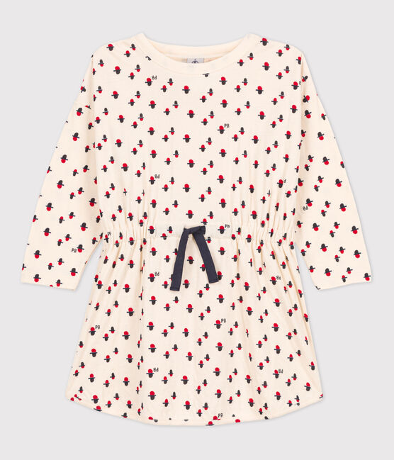 Vestido de manga larga con estampado de túbico de niña blanco AVALANCHE/ MULTICO
