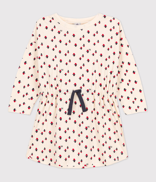 Vestido de manga larga con estampado de t&uacute;bico de ni&ntilde;a crudo/multicolor